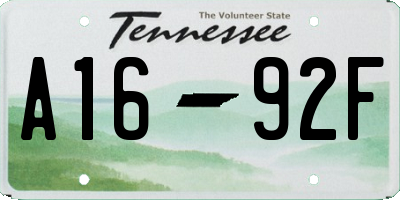TN license plate A1692F