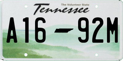 TN license plate A1692M