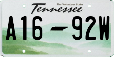 TN license plate A1692W
