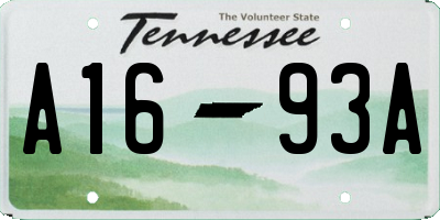 TN license plate A1693A
