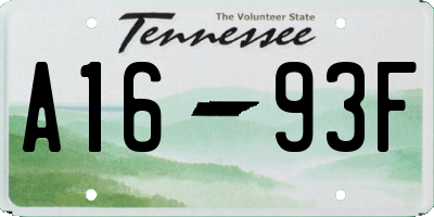 TN license plate A1693F