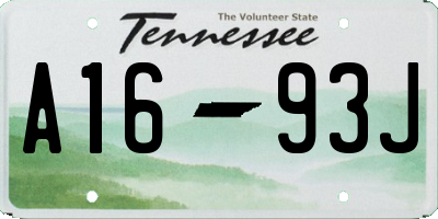 TN license plate A1693J