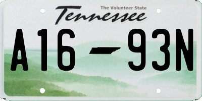 TN license plate A1693N