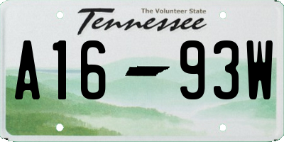 TN license plate A1693W