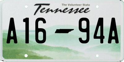 TN license plate A1694A