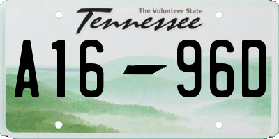 TN license plate A1696D