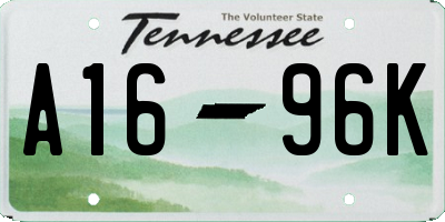 TN license plate A1696K