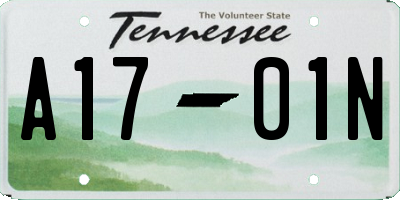 TN license plate A1701N