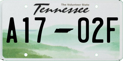 TN license plate A1702F