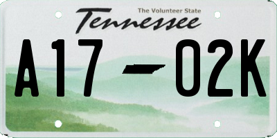 TN license plate A1702K