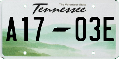 TN license plate A1703E