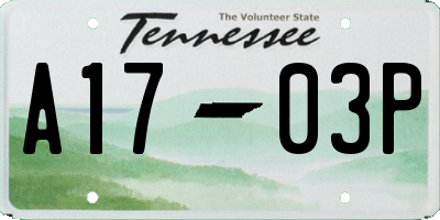 TN license plate A1703P