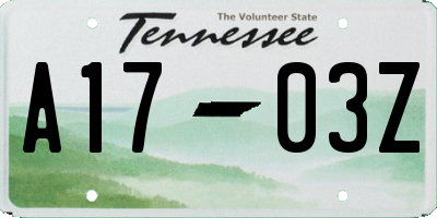 TN license plate A1703Z