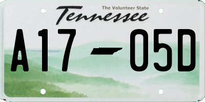 TN license plate A1705D