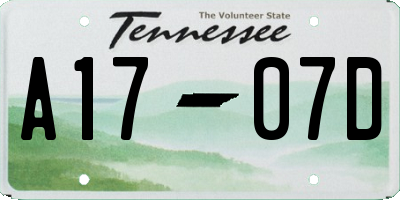 TN license plate A1707D