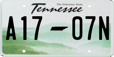 TN license plate A1707N
