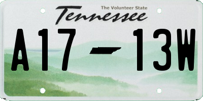TN license plate A1713W
