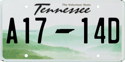 TN license plate A1714D