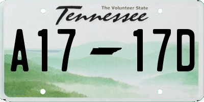 TN license plate A1717D