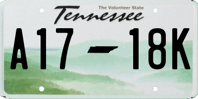 TN license plate A1718K