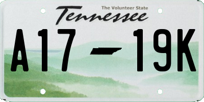 TN license plate A1719K