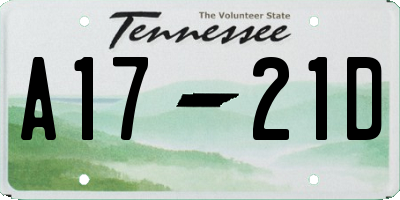 TN license plate A1721D