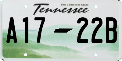 TN license plate A1722B