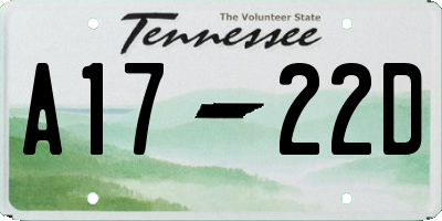 TN license plate A1722D