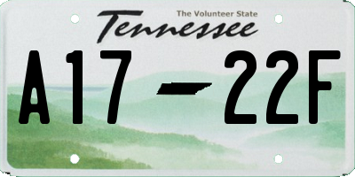 TN license plate A1722F