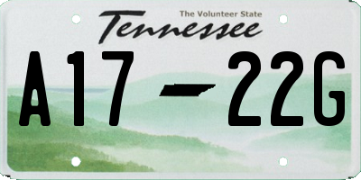 TN license plate A1722G