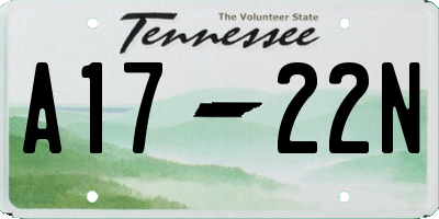 TN license plate A1722N
