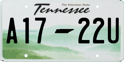 TN license plate A1722U