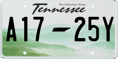 TN license plate A1725Y