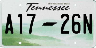TN license plate A1726N