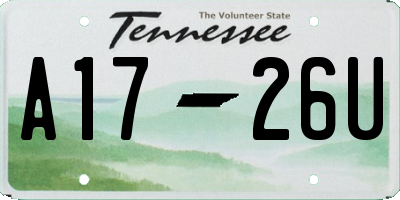 TN license plate A1726U