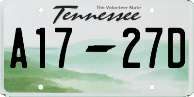 TN license plate A1727D