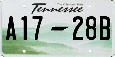 TN license plate A1728B