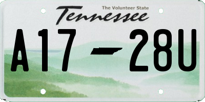 TN license plate A1728U