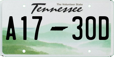 TN license plate A1730D