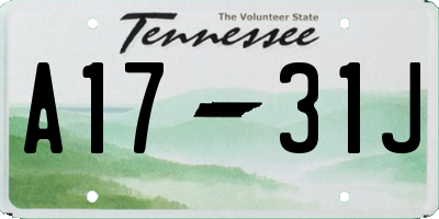 TN license plate A1731J
