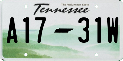 TN license plate A1731W