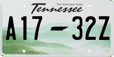 TN license plate A1732Z