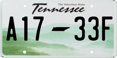 TN license plate A1733F