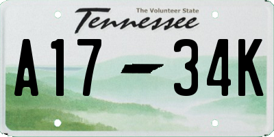 TN license plate A1734K