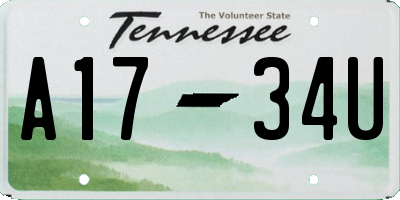 TN license plate A1734U