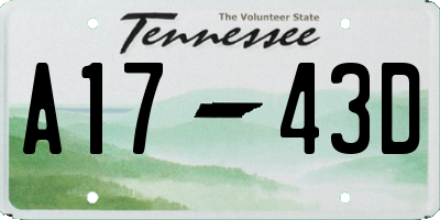 TN license plate A1743D