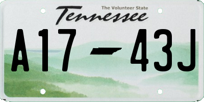 TN license plate A1743J