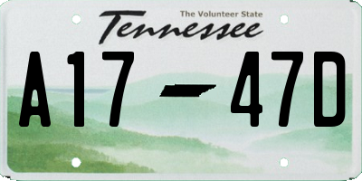 TN license plate A1747D