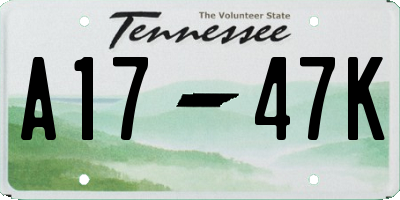 TN license plate A1747K
