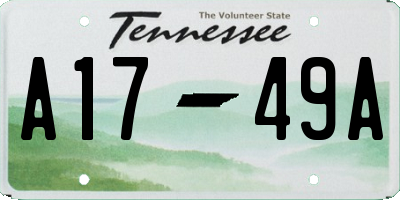 TN license plate A1749A